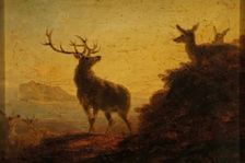 Sketch of Deer - Evening, 1850-1870. Creator: James William Giles