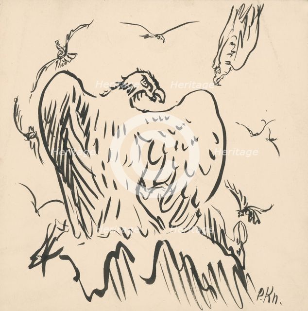 Sketch of eagles, 1940-1944. Creator: Arnold Peter Weisz-Kubincan.