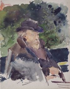 Sketch of Edward Burne-Jones in a Boat, Walton-on-Thames, 1880-1884. Creator: Jules Bastien-Lepage