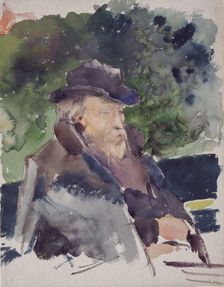 Sketch of Edward Burne-Jones in a Boat, Walton-on-Thames, 1880-1884. Creator: Jules Bastien-Lepage