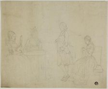 Sketch of Family Group with Three Seated Women and Young Man Standing, 18th century. Creators: Unknown, Friedrich Tischbein
