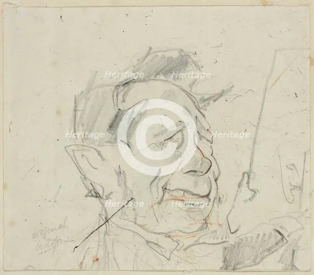 Sketch of Ferdinand Marinus, c. 1857. Creator: Félicien Rops.
