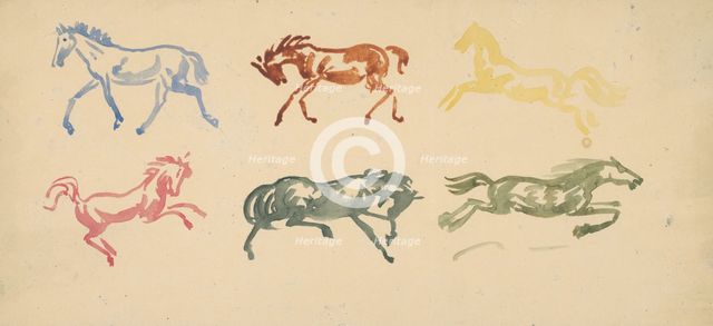 Sketch of galloping horses, 1940-1943. Creator: Arnold Peter Weisz-Kubincan.