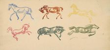 Sketch of galloping horses, 1940-1943. Creator: Arnold Peter Weisz-Kubincan