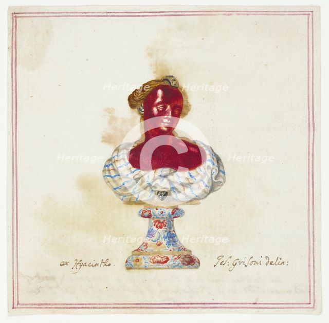 Sketch of Jewelled Antique Bust in the Medici Collection, Florence, n.d. Creator: Giuseppe Grisoni.