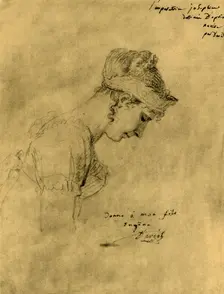 Sketch of Josephine at Napoleon's coronation, 2 December 1804, (1921). Creator: Jacques-Louis David