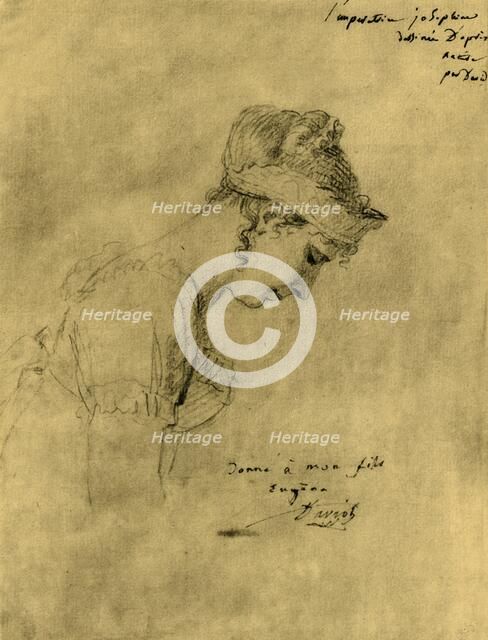 Sketch of Josephine at Napoleon's coronation, 2 December 1804, (1921).  Creator: Jacques-Louis David.