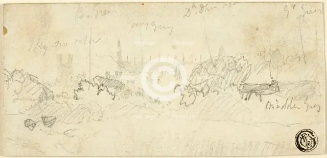 Sketch of Landscape with Cathedral, n.d. Creator: John Sell Cotman.