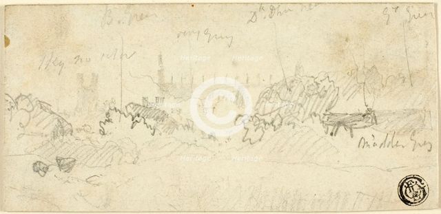 Sketch of Landscape with Cathedral, n.d. Creator: John Sell Cotman.