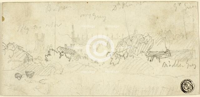Sketch of Landscape with Cathedral, n.d. Creator: John Sell Cotman.