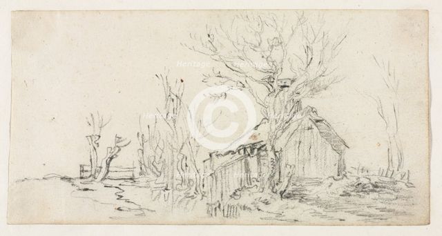 Sketch of Landscape with Cottage, c. 1630. Creator: Jan van Goyen (Dutch, 1596-1656).