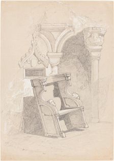 Sketch of Ruined Church Interior with Chair. Creator: John Sell Cotman