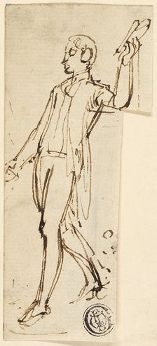 Sketch of Standing Man with Uplifted Arm, n.d. Creator: Thomas Stothard