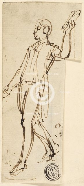 Sketch of Standing Man with Uplifted Arm, n.d. Creator: Thomas Stothard.