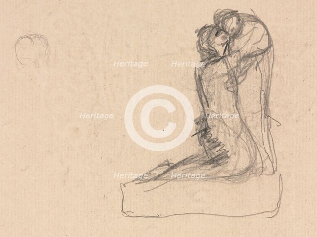 Sketch of Two Figures Embracing (verso). Creator: Théodule Ribot (French, 1823-1891).