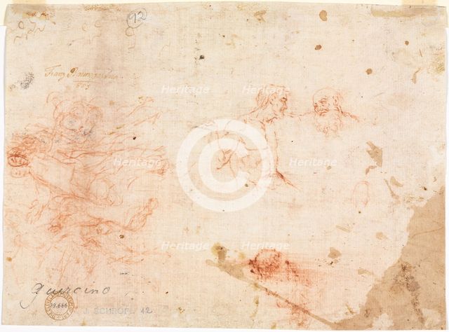 Sketch of Two Men and Other Various Figures (verso), 1600s. Creator: Unknown.