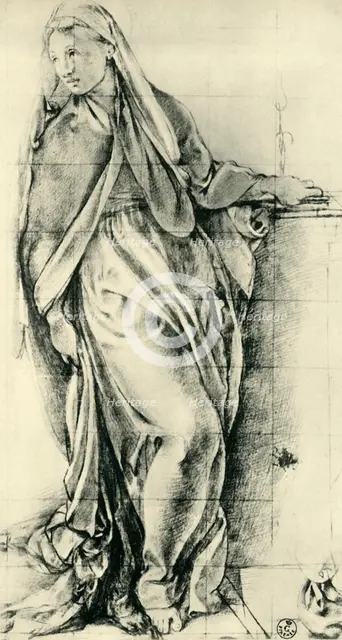 Sketch of the Virgin Mary for an Annunciation, mid-16th century, (1943). Creator: Jacopo Pontormo.