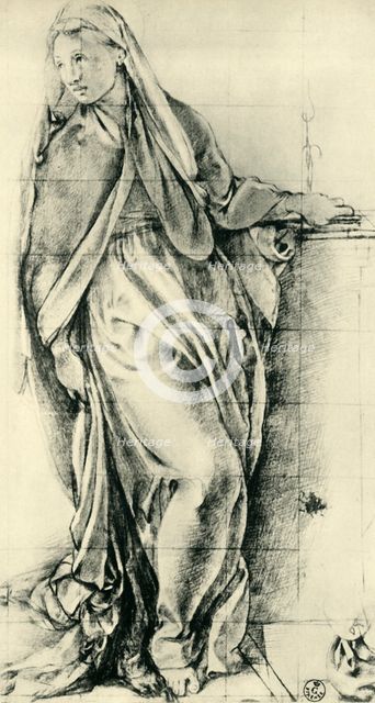 Sketch of the Virgin Mary for an Annunciation, mid-16th century, (1943). Creator: Jacopo Pontormo.