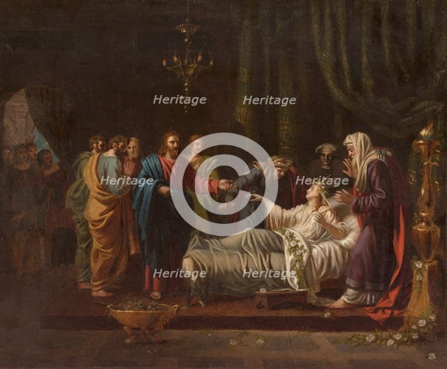 Sketch of the church of Saint-Nicolas-du-Chardonnet : the Raising of Jairus' daughter, c.1819. Creator: Jean Vignaud.
