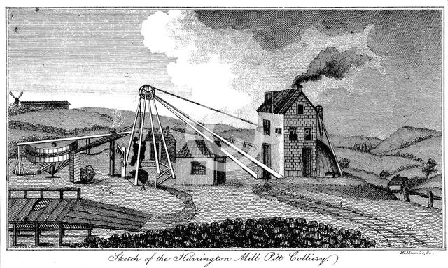 'Sketch of the Harrington Mill Pitt Colliery', County Durham, early 19th century. Artist: Middlemist