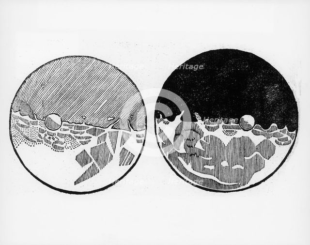 Sketch of the moon by Galileo Galilei, c1635. Creator: Galileo Galilei.