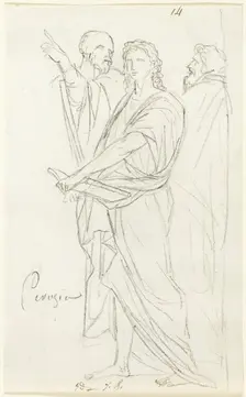 Sketch of Three Classical Figures, c. 1810. Creator: Jacques-Louis David