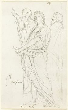 Sketch of Three Classical Figures, c. 1810. Creator: Jacques-Louis David