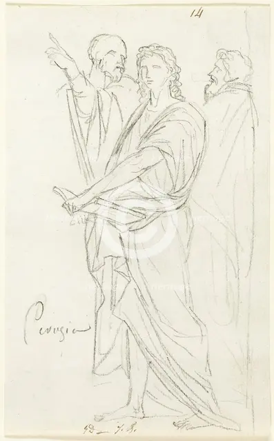Sketch of Three Classical Figures, c. 1810. Creator: Jacques-Louis David.