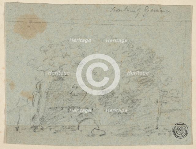 Sketch of Trees Near Bridge (recto); Sketch of Building (verso), n.d. Creator: Richard Wilson.