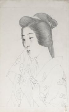 Sketch of Woman Holding a Towel, 1920. Creator: Hashiguchi Goyo