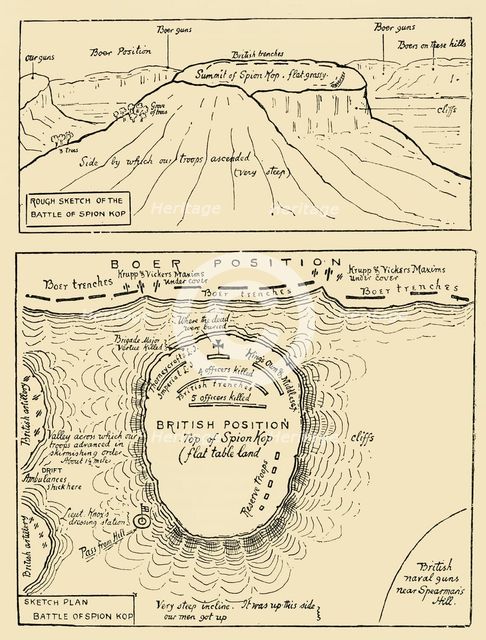 'Sketch and Plan of the Battle of Spion Kop', 1900. Creator: Unknown.