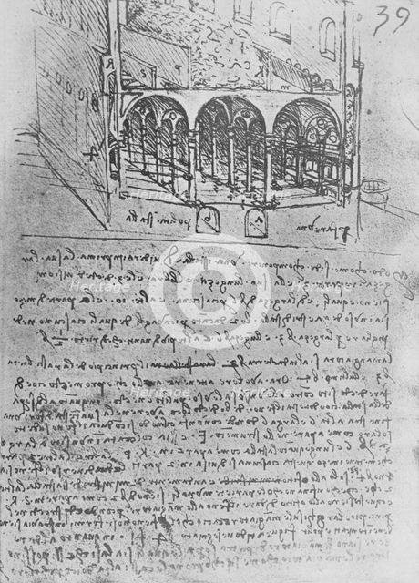 'Sketch Design for a Stable', c1480 (1945). Artist: Leonardo da Vinci.