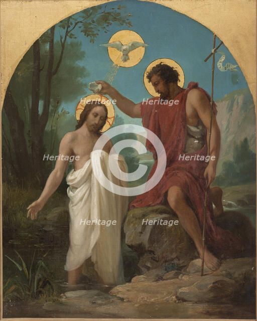 Sketch for the church of Noisy-le-Sec: The Baptism of Christ, 1872. Creator: Alexandre Grellet.