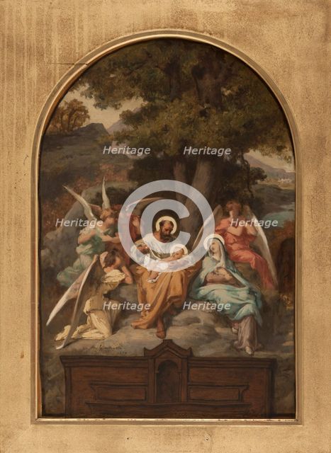 Sketch for the Church of Notre-Dame-des-Champs: The Rest of the Holy Family, 1880. Creator: Felix Giacomotti.