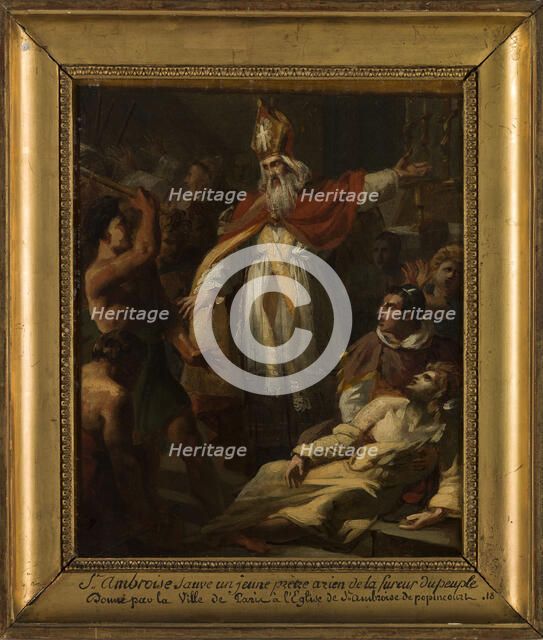 Sketch for the church of Saint-Ambroise : St Ambrose saving a young priest...c.1819. Creator: Pierre Antoine Augustin Vafflard.