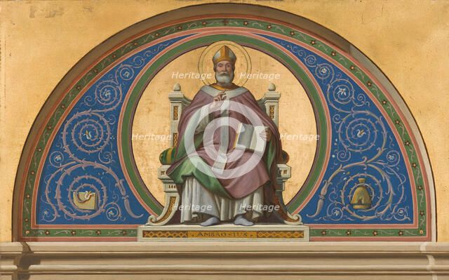 Sketch for the church of Saint-Ambroise : Saint Ambroise, c.1866.  Creator: Joseph-Frédéric-Charles Soulacroix.