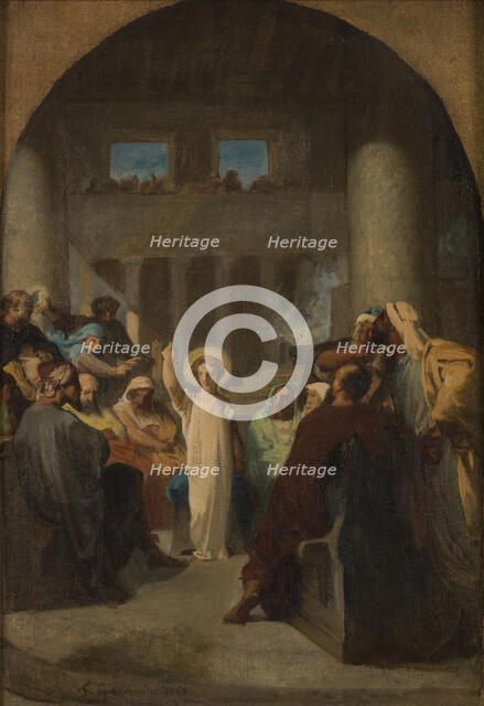 Sketch for the church of Saint-Etienne-du-Mont: Jesus among the doctors, 1865. Creator: Felix Giacomotti.