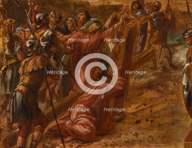 Sketch for the church of Saint-Eustache: Christ carrying the cross, c.1854.  Creator: Léon Riesener.