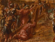 Sketch for the church of Saint-Eustache: Christ carrying the cross, c.1854. Creator: Léon Riesener