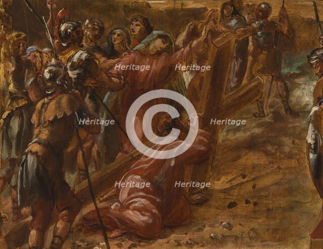 Sketch for the church of Saint-Eustache: Christ carrying the cross, c.1854.  Creator: Léon Riesener.