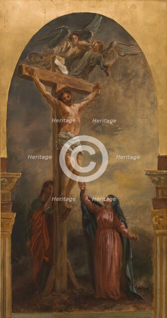 Sketch for the church of Saint-Eustache: Christ on the cross, c.1854.  Creator: Léon Riesener.