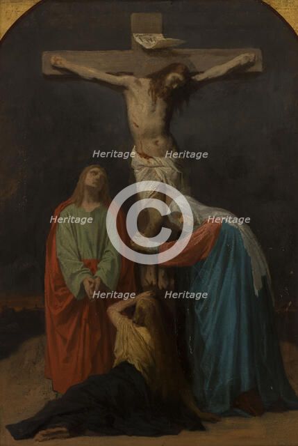 Sketch for the church of Saint-Eustache : Crucifixion, Jesus on the cross, 1856.  Creator: Emile Signol.