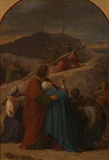 Sketch for the church of Saint-Eustache : Jesus carring the cross, the Virgin..., 1856. Creator: Emile Signol