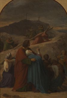 Sketch for the church of Saint-Eustache : Jesus carring the cross, the Virgin..., 1856. Creator: Emile Signol