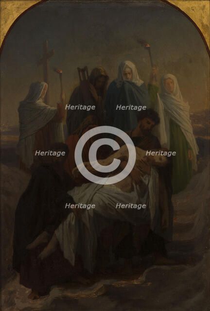 Sketch for the church of Saint-Eustache : the deposition from the cross, the burial of Christ, 1856. Creator: Emile Signol.