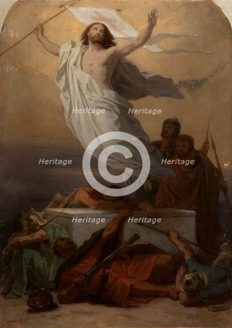 Sketch for the church of Saint-Eustache : the Resurrection of Christ, before 1856. Creator: Emile Signol.
