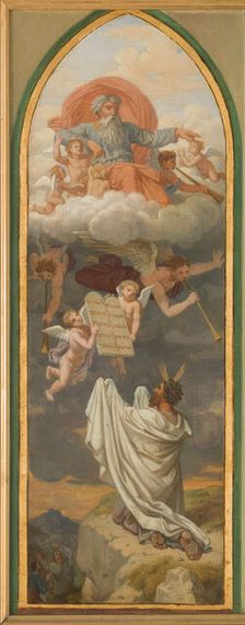 Sketch for the church of Saint-Gervais: Moses receiving the tablets..., between 1869 and 1872. Creator: Sébastien Louis Guillaume Norblin de la Gourdaine