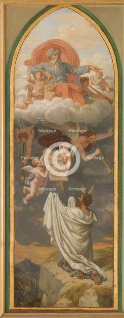 Sketch for the church of Saint-Gervais: Moses receiving the tablets..., between 1869 and 1872. Creator: Sébastien Louis Guillaume Norblin de la Gourdaine.