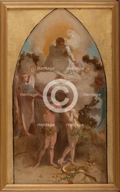 Sketch for the church of Saint-Séverin: Adam and Eve banished from paradise, 1865. Creator: Victor-Louis Mottez.