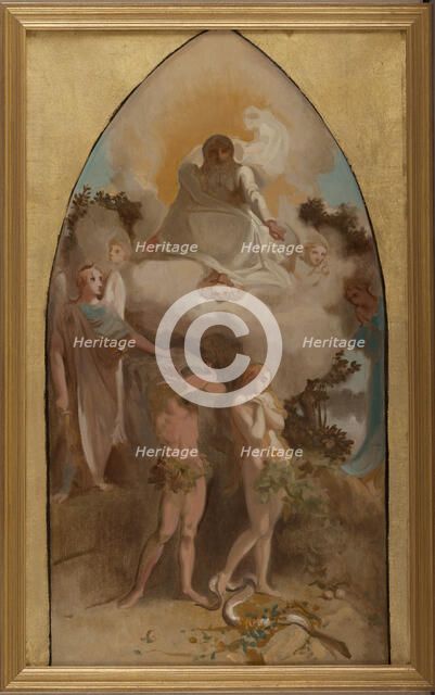 Sketch for the church of Saint-Séverin: Adam and Eve banished from paradise, 1865. Creator: Victor-Louis Mottez.